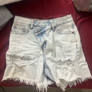 High waisted shorts with clear heels